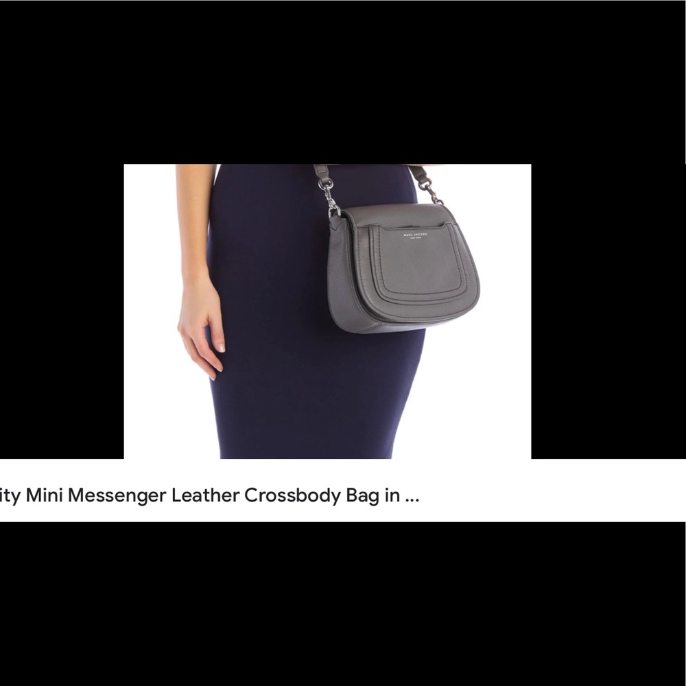 Marc Jacobs Empire City Mini Messenger Leather Crossbody Bag in grey